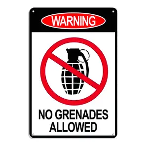 Jersey Shore No Grenades Allowed Wall Decor Sign 12" X 8" Retro Wall Art Decor Decorative Sign Easy Hanging Metal Tin Gift  Friend