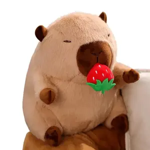 Greedy Capybara Toy Stretch Eat Strawberry Carrot Tempura Croissant Fun Soft Plush Animal Toy for Kids Ideal for Playtime