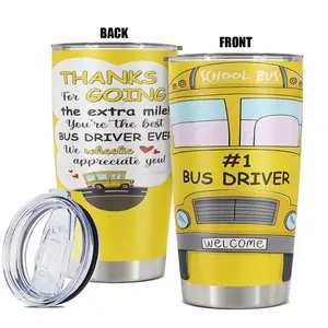 Bus Driver Themed 20oz Tumbler, 1 Count Insulated Tumbler with Straw, Gift for School Bus Driver, Gift for Any Occasion, Drinkware