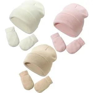 BY-SQKCP004 Baby Beanie Hat Gloves Set, Kids Winter Warm Knit Hat with glvoes,Toddler Soft Beanie for Little Boys Little Girls Children
