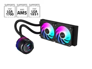 AORUS WATERFORCE X II 240 Liquid CPU Cooler, 240mm Radiator with 2x 120mm low noise ARGB Fans, compatible with Intel LGA1700, 1851 and AMD AM5(GP-AORUS WATERFORCE X II 240)