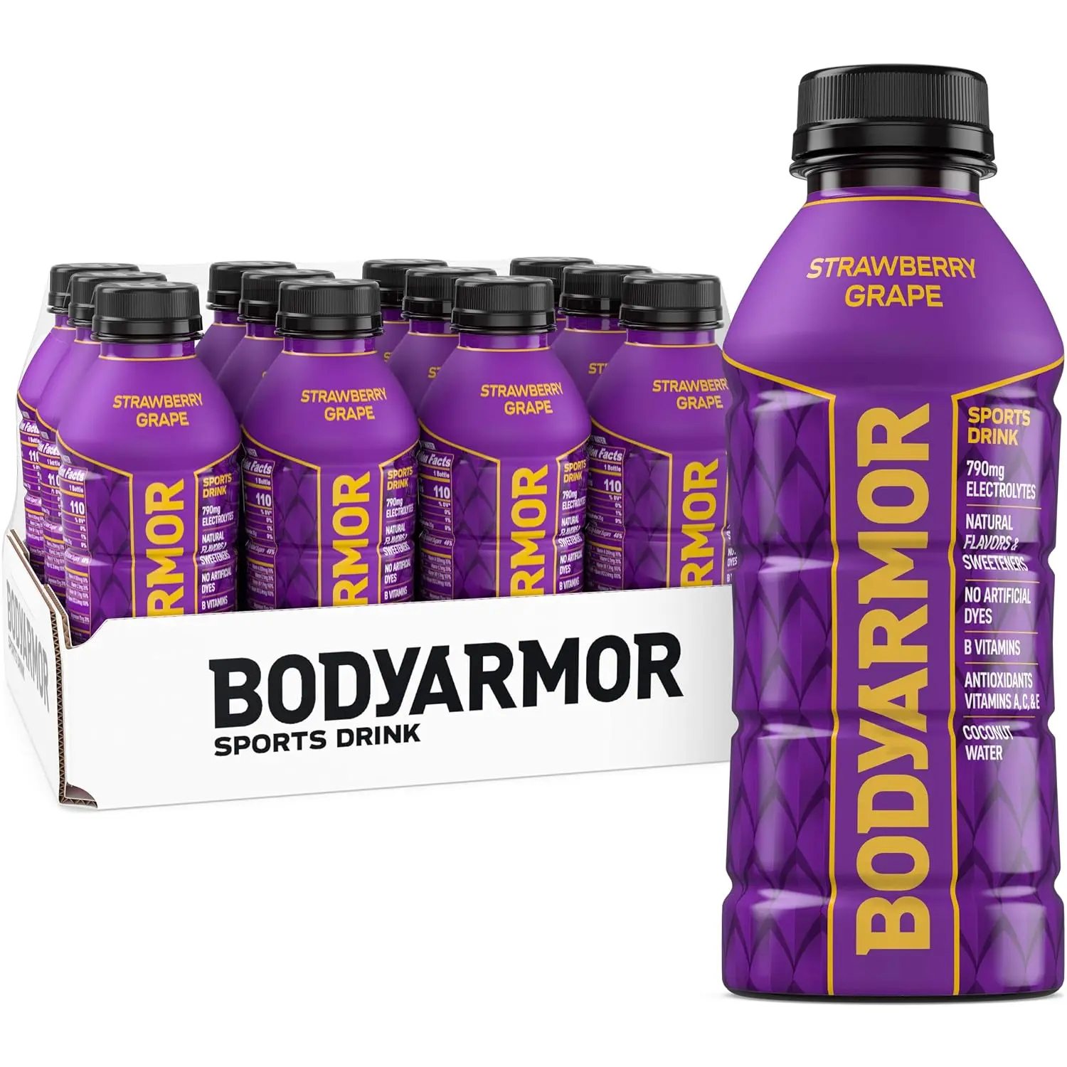 BODYARMOR Sports Drink, Strawberry Grape Electrolyte Drink, 16 Oz (12 Pk)
