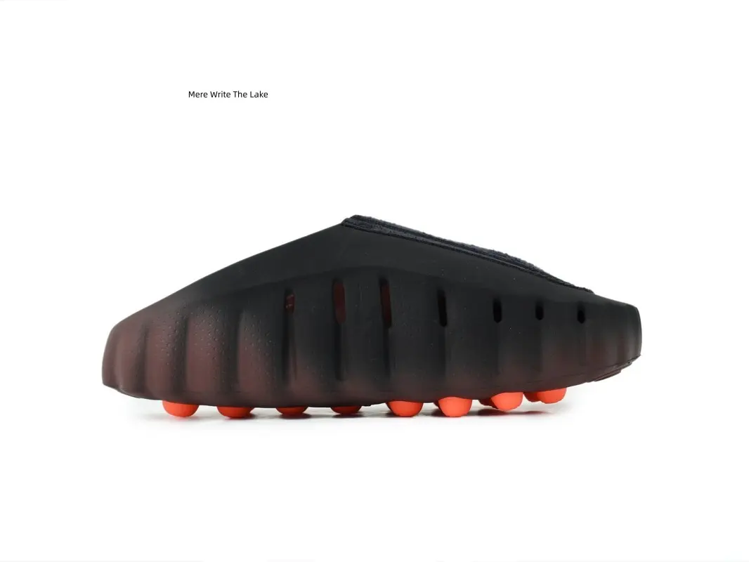 Trendy Unisex Slip‑On Closed‑Toe Wavy Clogs, Black‑Brown Gradient Thick Platform EVA Footwear, Hollow Breathable Upper, Grippy Orange Dotted Traction Sole, Fashion Sandals Great For Street Shooting, Relaxing Outings And All‑Day Comfort Wearing