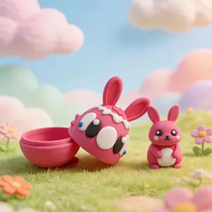 1 PC 3D Printed Easter Bunny Set，Mama Bunny + Baby in Egg | Adorable Rabbit Duo for Holiday Decor，Cute Rabbit Figurine for Home Decor | Perfect Easter Gift Idea