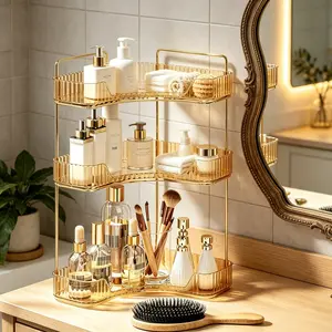 【Memorial Day】3-Tier Corner Bathroom Counter Organizer – Large Storage Shelf for Makeup Perfume Skincare Space-Saving Countertop Tray Fits Bathroom Dresser Kitchen