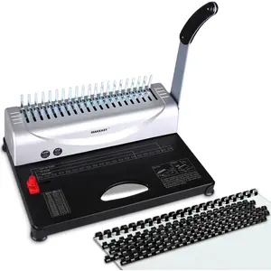 Binding Machine, 21-Hole, 450 Sheets, Comb Binding Machines with 1 Box Comb Bindings Spines, Comb Binder for Letter Size, A4, A5 Paper