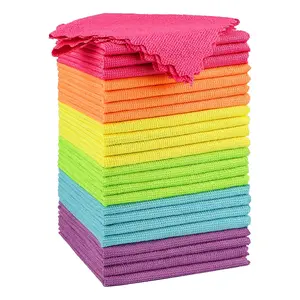 New Deal - Microfiber Cleaning Cloth 24 Pack, Highly Absorbent Cleaning Supplies, Lint Free Cloths for Multiple-use, Powerful Clean Rags for House, Kitchen, Car Care (Multi-Color) 11.5 x11.5 inch
