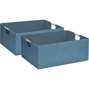 Foldable Storage Box with Handles |   16.9 Inch Collapsible Organizer for Clothes, Toys, Makeup |   Sturdy Cardboard Frame & Washable Fabric |   Space-Saving Home Decor 2Pack