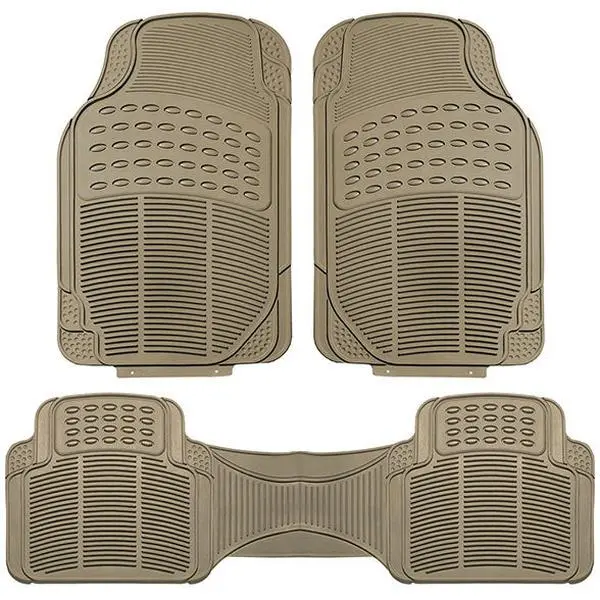 Full Set Beige Trimmable Fit ClimaProof Non-Slip Vinyl Car Floor Mats, High-Quality Fluid Barrier, Car Interior Accessories, Car Foot Mats, Interior Accessories For Car