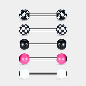 Oufer 16G 5pcs Pack Black 8 Tongue Piercing