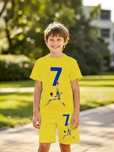 Boys' 3D Short Sleeve Set Football Star Cristiano Ronaldo Print, Casual Sports for Outdoor, Holiday Gifts, Birthday Presents, 2026 World Cup