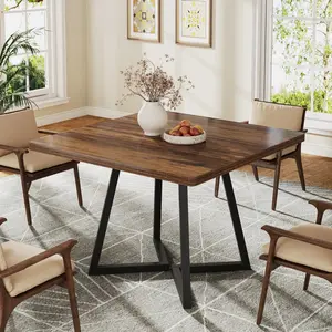 Square Dining Table for 4 | Industrial Wood & Metal Kitchen Table, 31.5"
