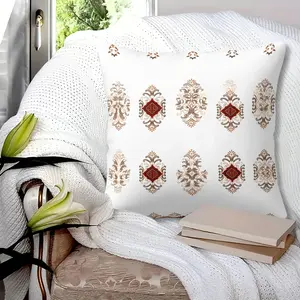 Red Gold European Vintage Pattern Throw Pillow with Insert, 45cm Square Zipper Closure Cushion, Damask and Wave Trim, Soft Comfort, Sofa Bed Headrest, French Classical Home Decor, Gift Choice