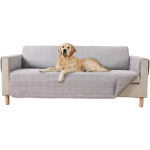 Patented Waterproof Slip-Resistant 70” Sofa Protector Cover for Leather or Fabric Couch Cushions, Large Microsuede Furniture Covers for Dogs & Pets, Machine Washable Slipcover, Slate