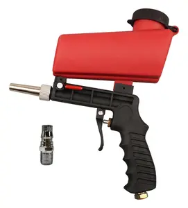 90psi Gravity Feed Sand Blaster Gun Kit - Hand Held Sand Blasting Spray Gun with 2 Nozzle Tips and Air Regulator Remove Paint, Rust, Stains, and Grime on Surfaces