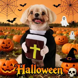 Halloween dog costume Halloween Costume Pet Apparel : Instantly transform into a "walking priest"! PAWTO's walking priest costume has super realistic joint linkage, which will immediately turn heads when walking your dog
