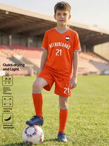 Dutch Style Football Jersey Set, Unisex Quick-Dry Sports Wear, #21 Youth Soccer, Ideal for Training, Activities, Casual Use