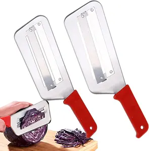 2 Pcs Cabbage Chopper Shredder - Stainless Steel Kitchen Knife for Slicing,Perfect for Sauerkraut, Coleslaw, Vegetables - Sharp Blades, Easy to Clean & Durable (2 Pcs Red)