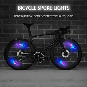 LED Bicycle Wheel Spoke Lights, USB Rechargeable Bike Tire Flash Lights, Waterproof Rim Lights for Night Riding, Cycling Safety Warning Lights for Mountain Bike & Road Bike