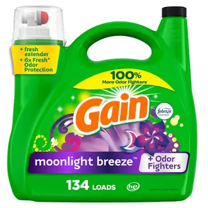 Gain Liquid Laundry Detergent, Moonlight Breeze Scent, 194 fl oz, Up to 134 Loads, HE Compatible