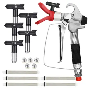 13 Pcs Airless Paint Sprayer Gun with Nozzle Guard Spray Tips and Airless Paint Spray Gun Filter for Spraying Machine Accessories (111 211 311 415 517 621)