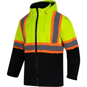Hi Vis Jacket ANSI Class 3 with Soft Shell Waterproof Windproof Coat High Visibility Safety Jackets for Men