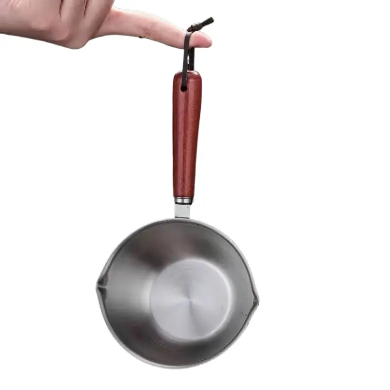 Stainless Steel Multifunction Mini Melting Pot, Ideal for Melting Butter Chocolate Cheese, Waterproof Design with Heat-Resistant Wooden Handle