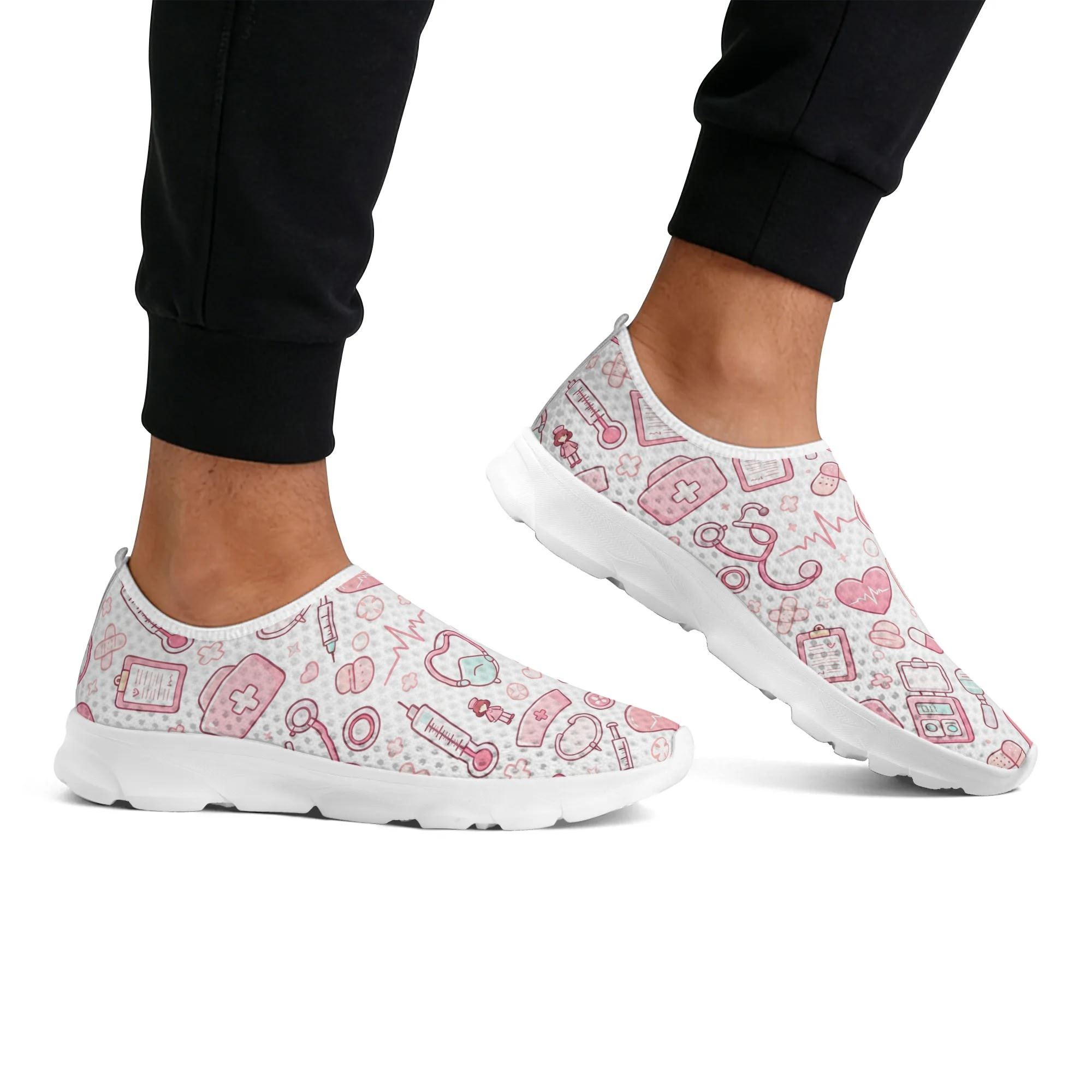 Pink Nurse Print Cute Nurse Medical Print Slip On Sneakers for Women - Breathable Comfortable Nursing Shoes All Day Wear Casual Loafers for RN LPN Healthcare Workers Pink Nurse Print Cute Nurse Medical Print Slip On Sneakers for Women - Breathable Comfortable Nursing Shoes All Day Wear Casual Loafers for RN LPN Healthcare Workers