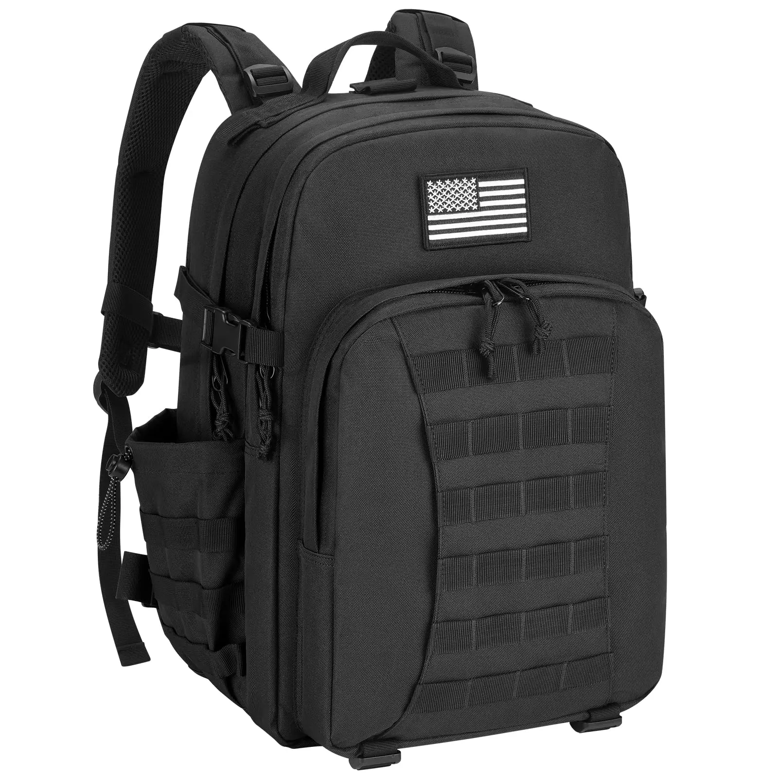 EZshoot 40L Tactical Molle Backpack, Men's Outdoor Assault Rucksack, Large Bug Out Daypack, Black/Auriclash