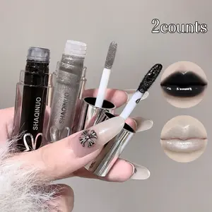 Two-Piece Set Soft Lightweight Lip Gloss Oil Moisturizing Long-Lasting Lip Stain Hydrating Lip Care Makeup Essentials for Daily Use Glossy