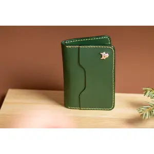 The Modern Vertical Leather Wallet for Men - Premium Leather - Vertical Design - Hand stitched - 4 card slots - Pull tab Card Slot - Slim and Sleek