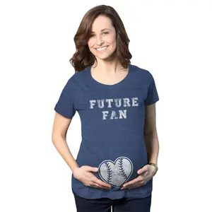 Maternity Future Fan Baseball Heart Pregnancy T Shirt Cute Sports Tee Funny Graphic Maternity Tee Cute Pregnancy Tees With Plus Sizes Pregnant Funny Baseball Short Sleeve Maternity Shirts Navy