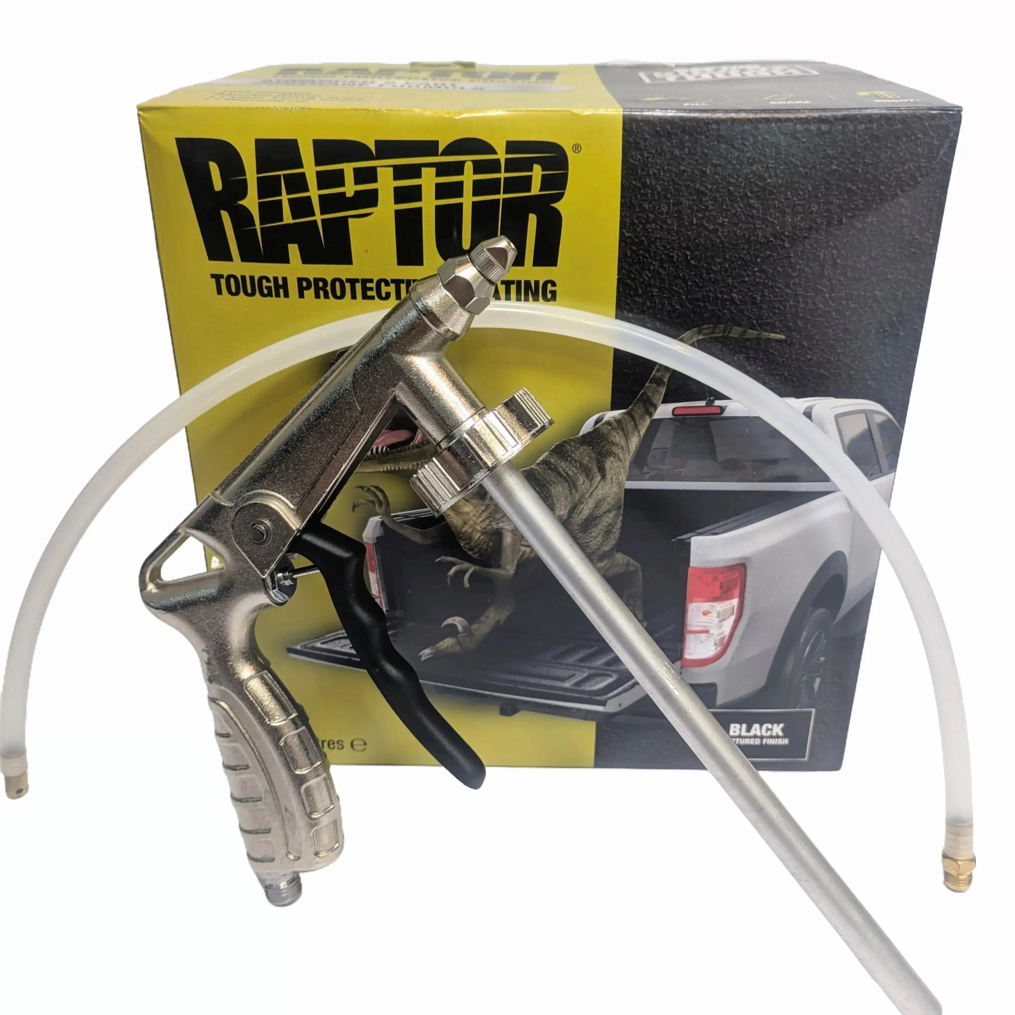 UPOL 0820 (RLB/S4) Raptor Liner  Black Spray-On Truck Bed Liner Kit with FREE Spray Gun 1 Gallon Durable Protective Coating Abrasion & Stain Resistant used for truck bed lining or underbody and fullbody coating up to 125 square feet