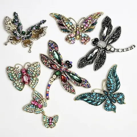 Multiple Styles Colorful Rhinestone Brooch Collection, Themed Brooch Set, Sparkling Decorative Pins