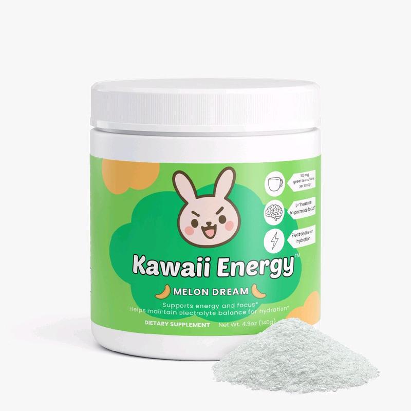 Kawaii Energy Melon Dream Energy Powder - Supports Energy and Focus, Maintains Electrolyte Balance, 4.8 oz