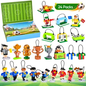 Soccer Building Blocks Advent Calendar 712PCS Soccer Building Blocks Set - 24 Different Football Minifigures Construction Toy Set with Soccer Field, Trophy & Accessories, Ideal Gift for Kids Boys & Girls