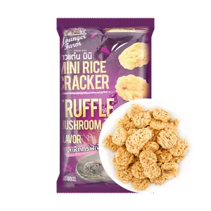 YOUNGER FARM Crispy Rice Crackers - Black Truffle Mushroom Flavor, 60g - Thai Savory Snack for Adults & Kids
