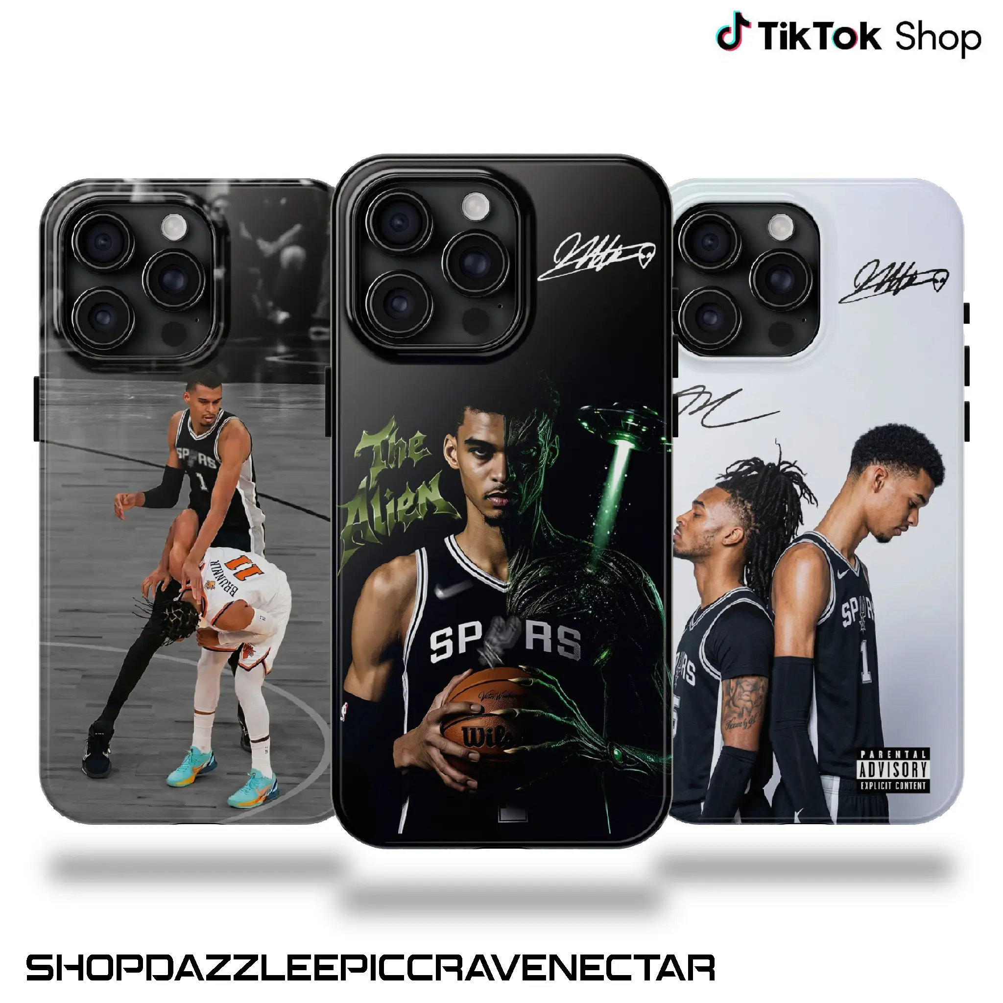 Wemby Shoves Bru Phone Case, Go Spurs Go Victor Signature Phone Cover, 2026 Basketball Playoffs 17 Air Pro Max