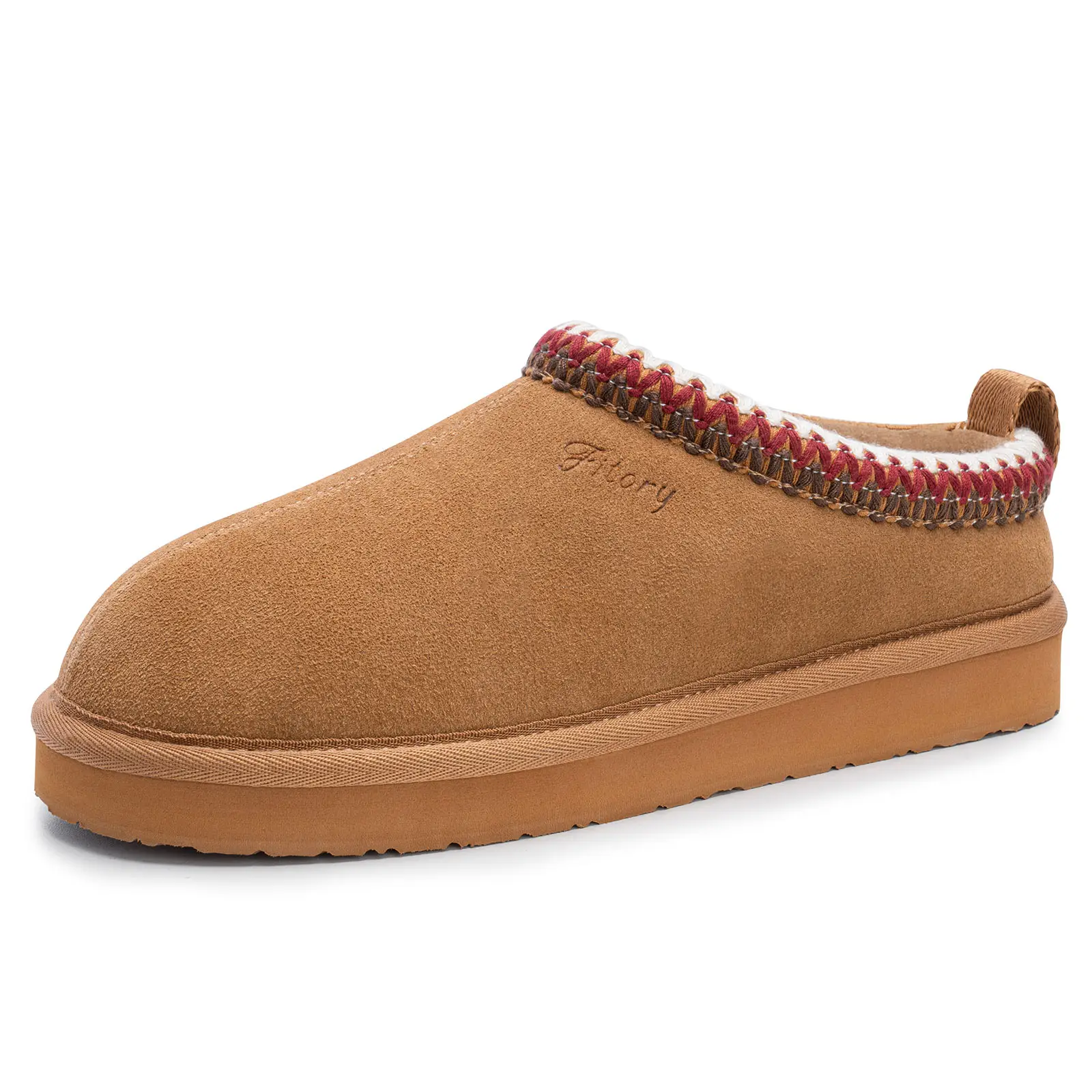 FITORY Braided Leather Outdoor Suede Slippers Women's Mini Platform Boots with Fluffy Fur Lining Short Ankle Boots for Autumn Winter Warm Walking Shoe