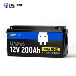 WattCycle 12V 200Ah Plus LiFePO4 Deep Cycle Battery | 200A BMS | 2560Wh | Low-temp Protection