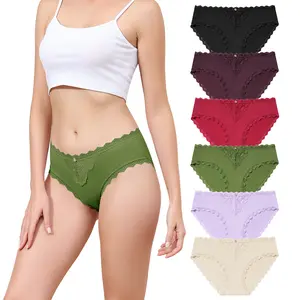 LEVAO Eco-Friendly Lace Underwear for Women – Soft Breathable Bikini Panties, Sustainable Cheeky Briefs, 6 Pack Multipack