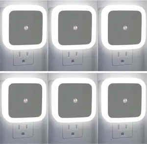 Night Light, 0.5W Daylight White LED Plug-in Night Light with Dusk to Dawn Sensor, Pack of 6 - Designed for Kids Room,Bedroom, Bathroom, Stairs, Kitchen