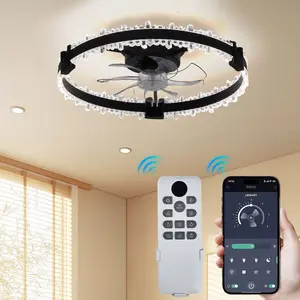 Modern Tree Branch Ceiling Fan with LED Light, 7 Blades Silent 500mm Ceiling Fan Light, Black Farmhouse Ceiling Lighting & Ventilation for Bedroom Living Room
