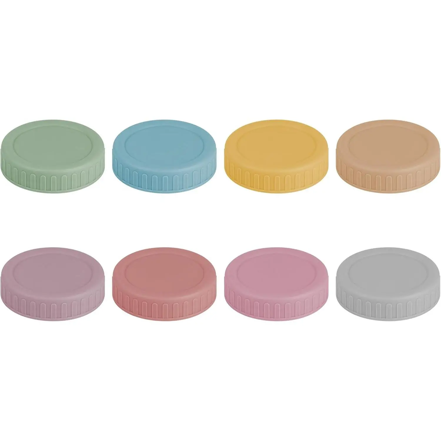 Vaincre 8PCS Regular Mouth Plastic Mason Jar Lids, Leak Proof | Colored, With Silicone Rings, Airtight Leakproof Seal, Fit for Ball & Kerr Canning Jars, Reusable Jars Accessories