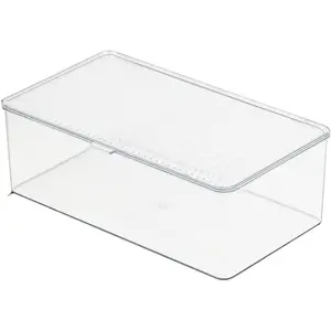 Clear Plastic Storage Bin with Lid Makeuo Holder Fridge Organizer Refrigerator Organizers and Storage Small Container for Pantry Office Dresser Bathroom Kitchen Snack