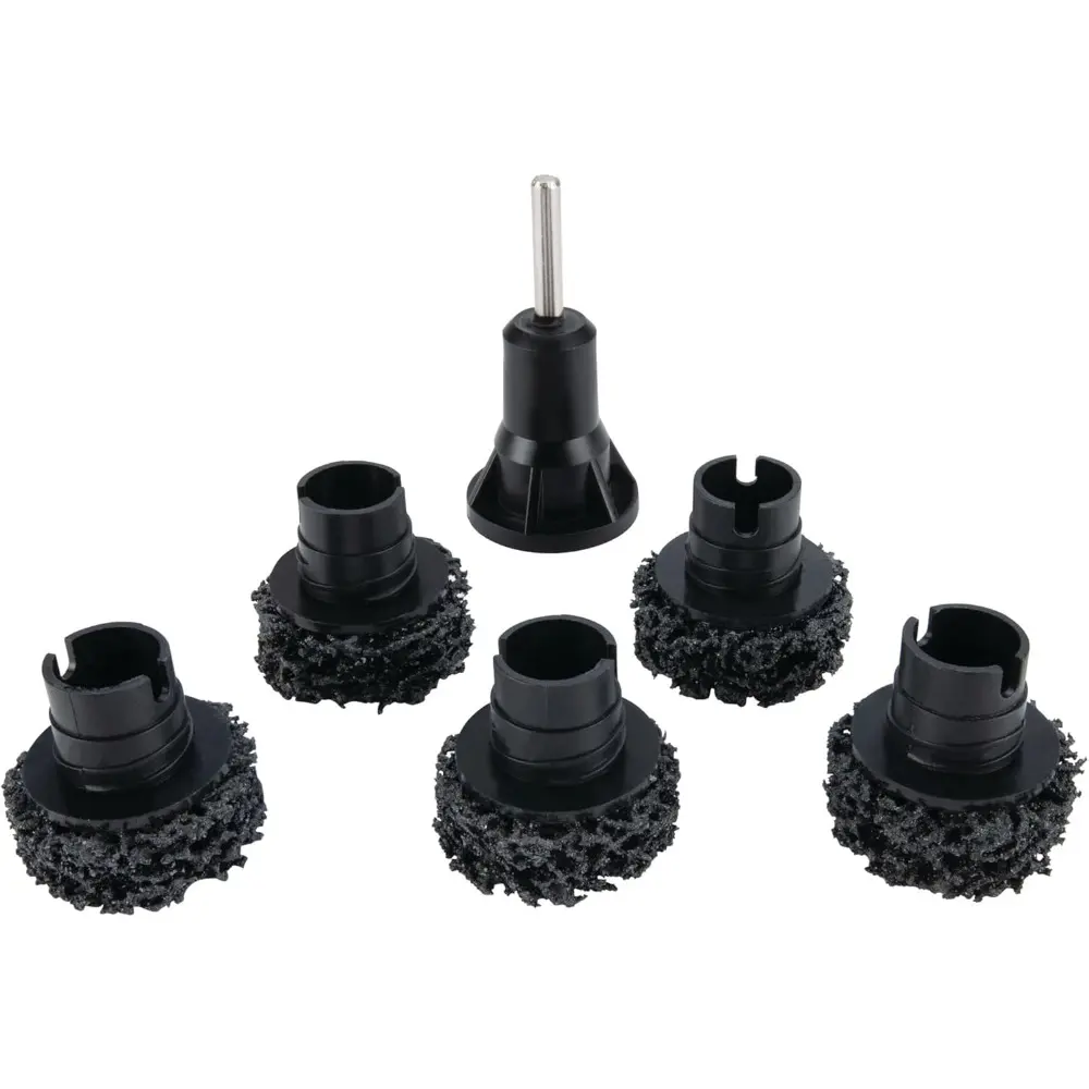 Performance Tool Wheel Hub Resurfacing Kit-Quick Rust Removal for Lug Studs and Rotors, Fits Power Drill, Includes Holder and 5 Pads
