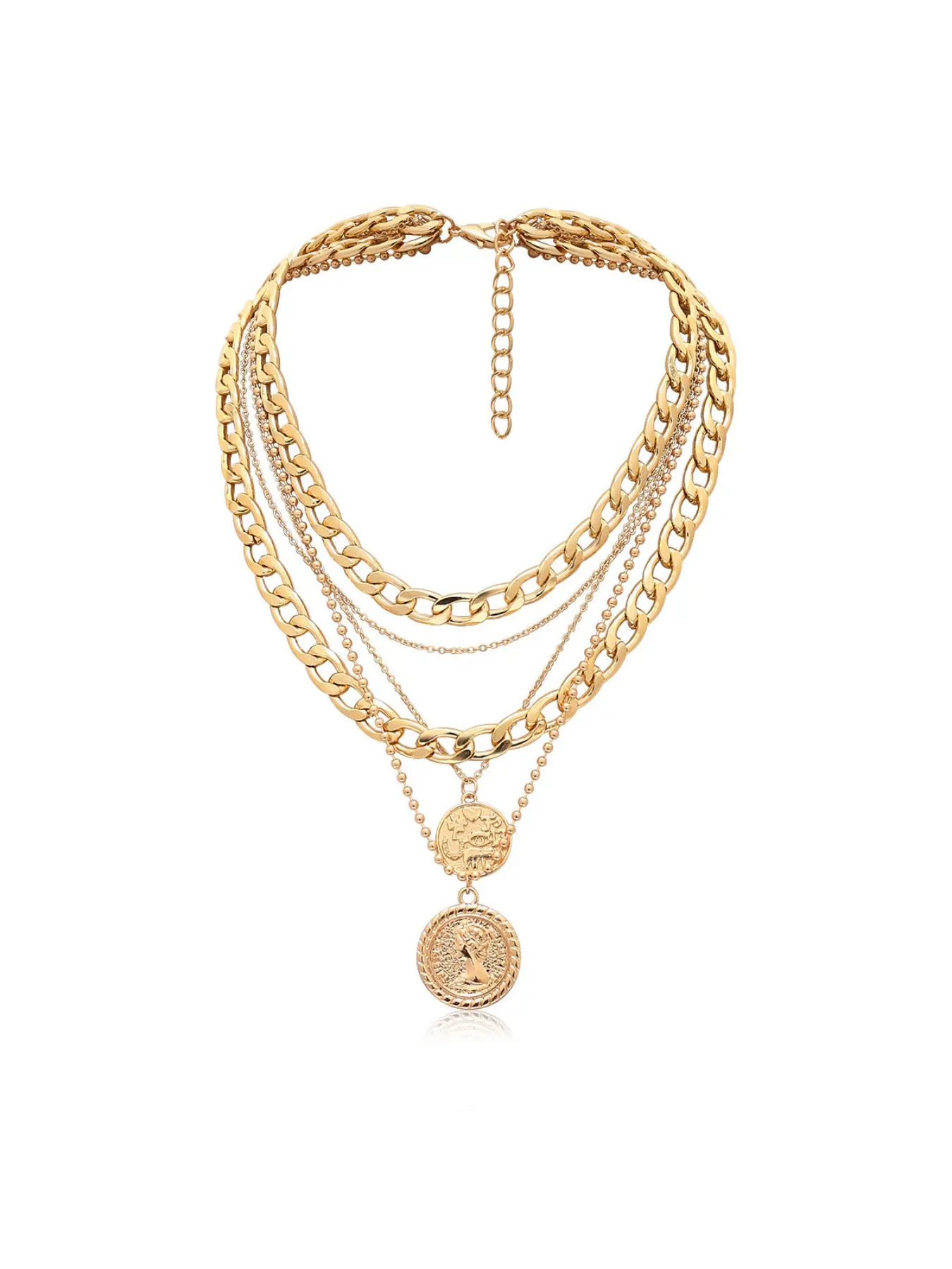 Women's Multi-Layer Coin Pendant Charms Layered Necklaces Set, Layering Necklaces, Vintage Boho Design with Geometric Pattern, Ideal for Daily & Party Wear, Boho Style Necklace, Boho Style Jewelry, Alloy Necklace