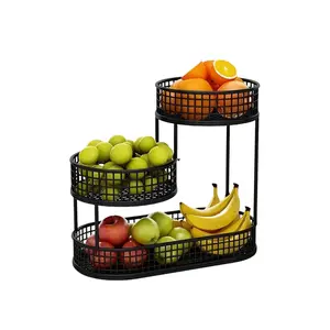 Multi-layer Metal Fruit Basket, 1 Count Multifunctional Snack & Fruit Holder, Fruit & Vegetable Storage Basket for Home Kitchen Living Room, Organiser, Racks
