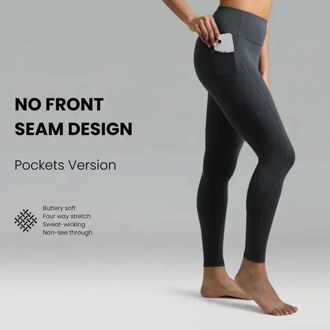 Colorfulkoala Women's High Waisted Seamless Waistband No Front Seam Workout Leggings with Pockets (25"/28") - 81% Nylon 19% Lycra, Chafe-Free, Dreamlux, Flattering Fit, Travel & Camping Essentials, Sohochic Sports Bottoms