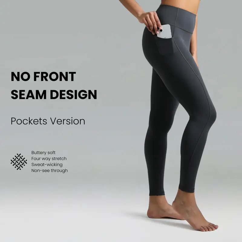 Colorfulkoala Women's High Waisted Seamless Waistband No Front Seam Workout Leggings with Pockets (25"/28") - 81% Nylon 19% Lycra, Chafe-Free, Dreamlux, Flattering Fit, Travel & Camping Essentials, Sohochic Sports Bottoms